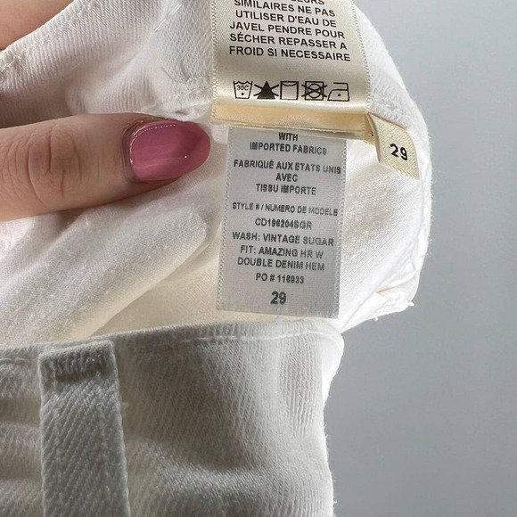 AO.LA Alice + Olivia Amazing High Rise Jeans Women's 29 White Double Denim Hem - Picture 6 of 7